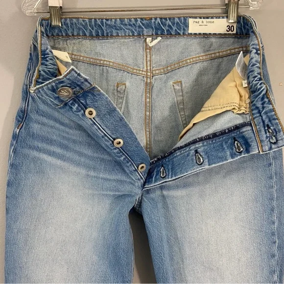 Rag and Bone. Nina high rise ankle cigarette. Button-fly 100% cotton Sz30, Tulip - Picture 7 of 16